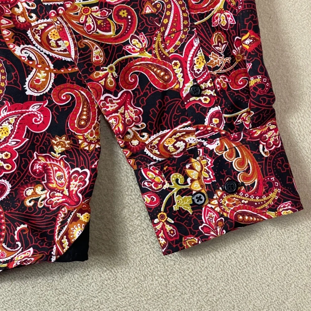 SILVER STONE Collection Modern Fit Men's Long Sleeve Button Down Shirt L Paisley